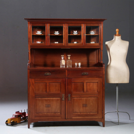 Antieke kast / Art Deco kast met vierdeurs vitrine opzetdeel ca. 1910 mahonie (No.872038)