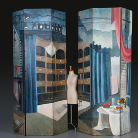 Rotterdamse geschiedenis Reusachtig Schilderij; Periact (6 delen-3 voorstellingen). Geschilderd in 1988 voor café-restaurant Floor in Rotterdam het theatercafé naast de nieuwe Rotterdamse Schouwburg. [No.491644)