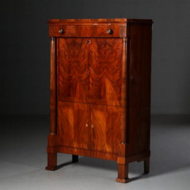 Antieke kast / Empire secretaire abattant in mahonie met groen leer ca. 1810 (No.662719)