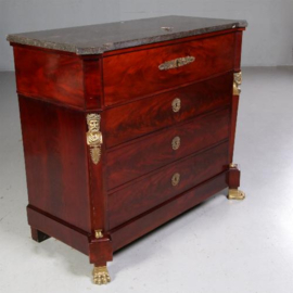 Antieke kast / Empire stijl commode ca.1875 met schrijflade en hardstenen blad (No.702543)