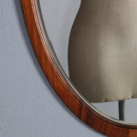 Antieke spiegels / Ovale facet geslepen spiegel in een lijst van mahonie ca. 1900 (No.501851)