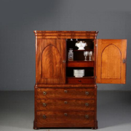 Antieke kast / Zeer klein Hollands kabinet biedermeier ca. 1820 in mahonie (No.770345)