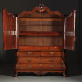 Antieke kast /  Reusachtig Hollands Kabinet rococo ca. 1760 in massief mahonie (No.432238)
