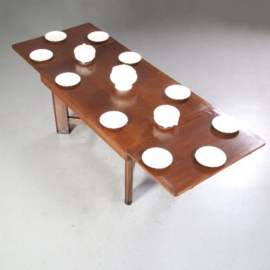 Antieke tafel / 2,5m lange Art Deco / Haagse School  uittrektafel tot 10 personen (No.723049)