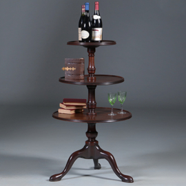 Stommeknecht in massief mahonie ca 1800 met 3 ronde plateau's wv 2 draaibaar (No.440520)