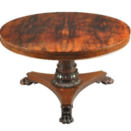 Antieke tafel / Ronde palissander eetkamertafel ca. 1825 met tilttop-mechaniek (No.380958)