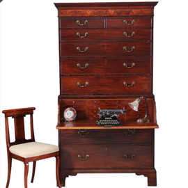 Antieke ladenkasten / Chest on Chest / Tallboy ca. 1790 in mahonie met bureau (No.910661)