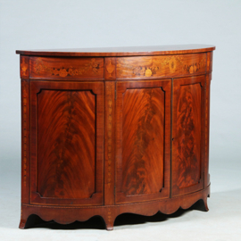 Half rond sideboard in mahonie met fantastische kwaliteit inlegwerk ca 1875 (No.281450)