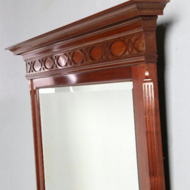 Antieke spiegel / Mahonie schouwspiegel facet geslepen ca. 1900 Hollands (No.781969)