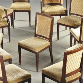 Antieke stoelen / Stel van 12 brede mahonie stoelen in Louis Seize stijl ca. 1850 (No.202735)