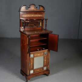 Antieke kast / Palissander muziekkast, Engles ca. 1880 met 14 facet geslepen spiegeltjes (No.561958)