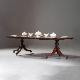 Antieke tafels / lange eetkamertafel Twin pedestal D-end Table Regency stijl ±1900 (No.842240)