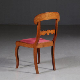 Antieke stoelen / Stel van 8 Charles X mahonie eetkamerstoelen 2 met armleuningen  ca. 1820 prijs incl bekleding naar wens (No.650357)