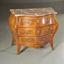 Antieke kast / Gebombeerde commode in notenhouten met brons ca. 1925 (No.502853)