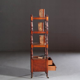 Antieke bijzettafels / Zeer hoge Victoriaanse library stand / "what not" / etagere 1870 mahonie  (No.611565)