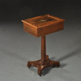 Antieke bijzettafels / latafeltje / wandtafeltje ca. 1850 in palissander met parelmoer inlegwerk (No.470749)