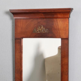 Antieke spiegel / Vroeg Biedermeier spiegel met brons beslag ±1820  bloemmahonie  (No.851020)