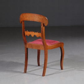 Antieke stoelen / Stel van 8 Charles X mahonie eetkamerstoelen 2 met armleuningen  ca. 1820 prijs incl bekleding naar wens (No.650357)