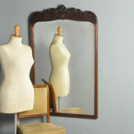 Antieke spiegels / Schouwspiegel mahonie lijst met facetgeslepen spiegel ca. 1900 (No.540346)