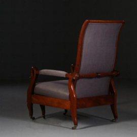 Antieke armstoelen / Relaxfauteuil Charles Dix ca. 1850 in verstelbare rugleuning en voetensteun (No.782320)