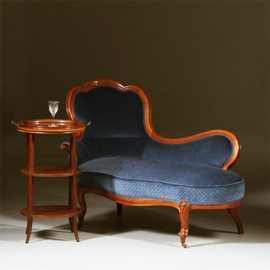 Elegante mahonie Willem III sofa met lavendelblauw velours (No.290805)#
