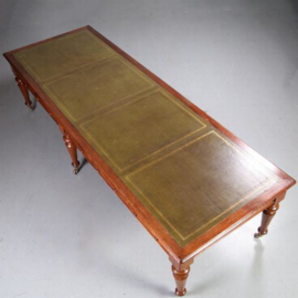 Antieke bureaus / Schrijftafel 3.10 m. lang ca. 1860 mahonie met leer plaats voor 12 personen (No.632714)