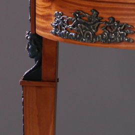 Kersenhouten Empire stijl bijzettafel met groen marmer Verde Alpi ca 1920 (No.211755)