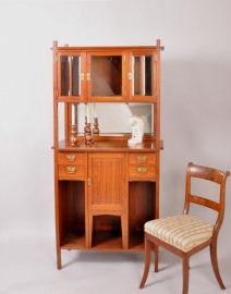 Antieke kast / Art Deco buffetkast in mahonie met geslepen glas ca. 1910 (No.77182)