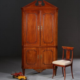 Antieke kast / Hollandse Hoekkast Louis Seize ca. 1790 / 4 deurs kabinet mahonie (No.721323)