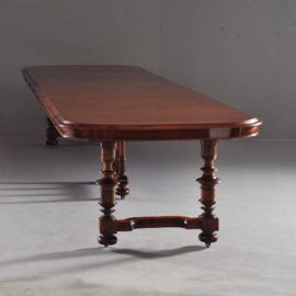 Antieke tafel / Franse coulissentafel ca. 1880 in notenhout 5,40 m lang (No.110551)