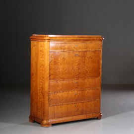 Antieke  bureaus / klepbureau of secretaire in blond berken met 15 laden en een deurtje (No.722111)
