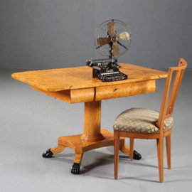 Antieke wandtafel / Blonde berkenhouten centertable met hangoren ±1890 (No.841270)