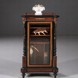 Antieke kasten / Rijk uitgevoerde muziekkast Engels ca. 1880 wortel, ebben, ivoor brons (No.782755)#