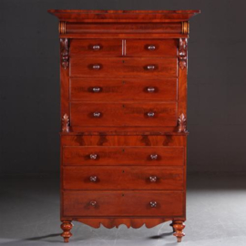 Antieke kast / Zeer hoge ladenkast 2,2 m hg / chest on chest / tallboy ca. 1850 mahonie (No.542446)