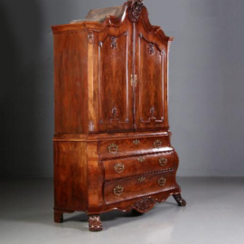 Antieke kast / Groot Hollands rococo kabinet ca. 1760 mahonie (No.652521)