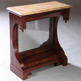 Smalle Trumeau met verdekte lade en spiegel ca 1840 mahonie (No. 991960)