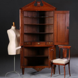 Antieke kast / Hollandse Hoekkast Louis Seize ca. 1790 / 4 deurs kabinet mahonie (No.721323)