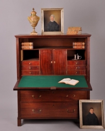 Antiek bureau / Fraaie ongerestaureerde secretaire Louis seize ca.1790 in mahonie (No.86576)