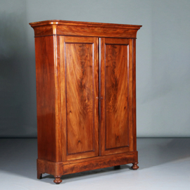 Strakke mahonie garderobekast of kapstok met deuren ca 1850 Hollands (No.283020GK)