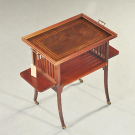 Antieke bijzettafels / wijntafel / Rechthoekige fraai ingelegde theetafel ca 1880 met afneembaar blad.  (No.202721)