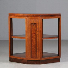 Antieke tafel / Amsterdamse school salontafel leestafel ca. 1920 in eiken met noten (No.723043)