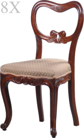 Antieke stoelen / stel van 8 zeer elegante mahonie Willem III stoelen ca. 1875 (No.932022)