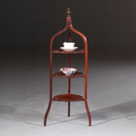 Antieke bijzettafels /  Engelse cakestand of Etagère ca. 1890 in mahonie met ingelegde bies  (No.662724)