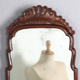 Antieke spiegel / Notenhouten 18e eeuwse Soester spiegel met afneembare kroon(No.520606)