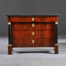 Antieke kast / Empire commode in mahonie ca. 1820 antraciet marmer (No.212252)