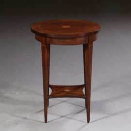 Antieke bijzetafels / Wijntafel  of bijzettafel Hollands ca. 1900 mahonie met ingelegde bies  (No.721331)