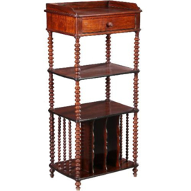 Antieke bijzettafels / Hollandse Willem III etagere 1870 met lade en bladmuziekvakken in palissander  (No.652652)