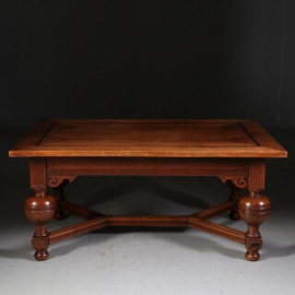 Antieke tafel / Doorleefde bolpoottafel als schrijftafel of eetkamertafel ca. 1875 in eikenhout met ebben (No.532755)