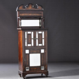 Antieke kast / Palissander muziekkast, Engles ca. 1880 met 14 facet geslepen spiegeltjes (No.561958)