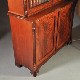 Antieke kast /  boekenkast / servieskast in mahonie met bloemmahonie ca. 1875 (No.231411)